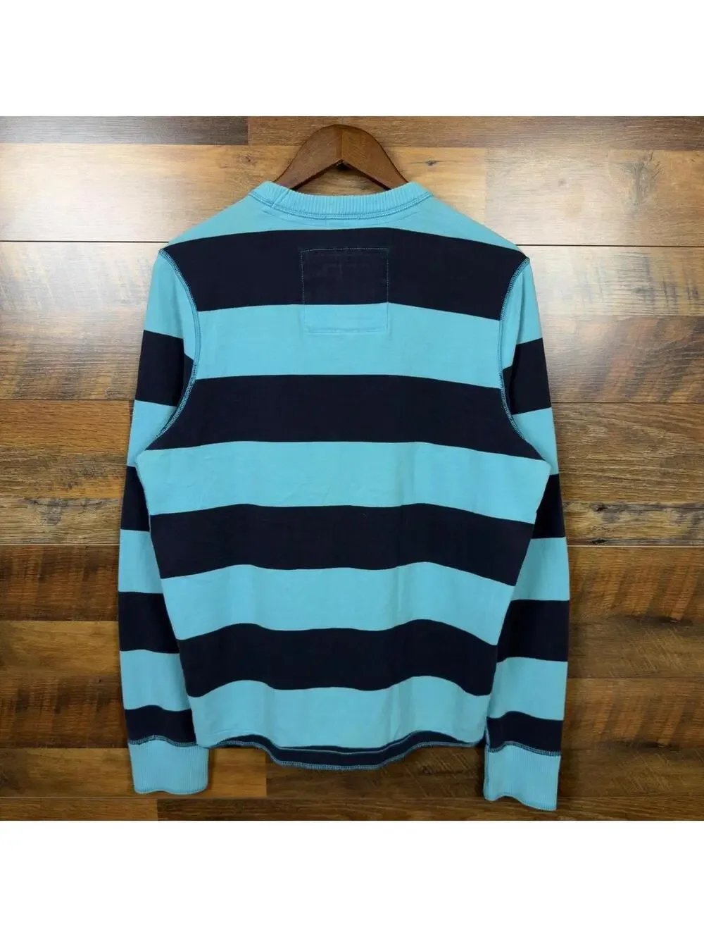 Vintage Abercrombie & Fitch Muscle Striped Crewneck Sweater XL Blue Navy Y2K